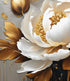 Peony Canvas Wall Art Prints - Gold And White