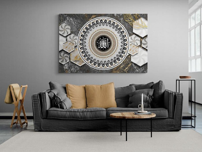 99 Names of Allah-Framed Islamic Wall Decor-Giclée Fine Art On Canvas