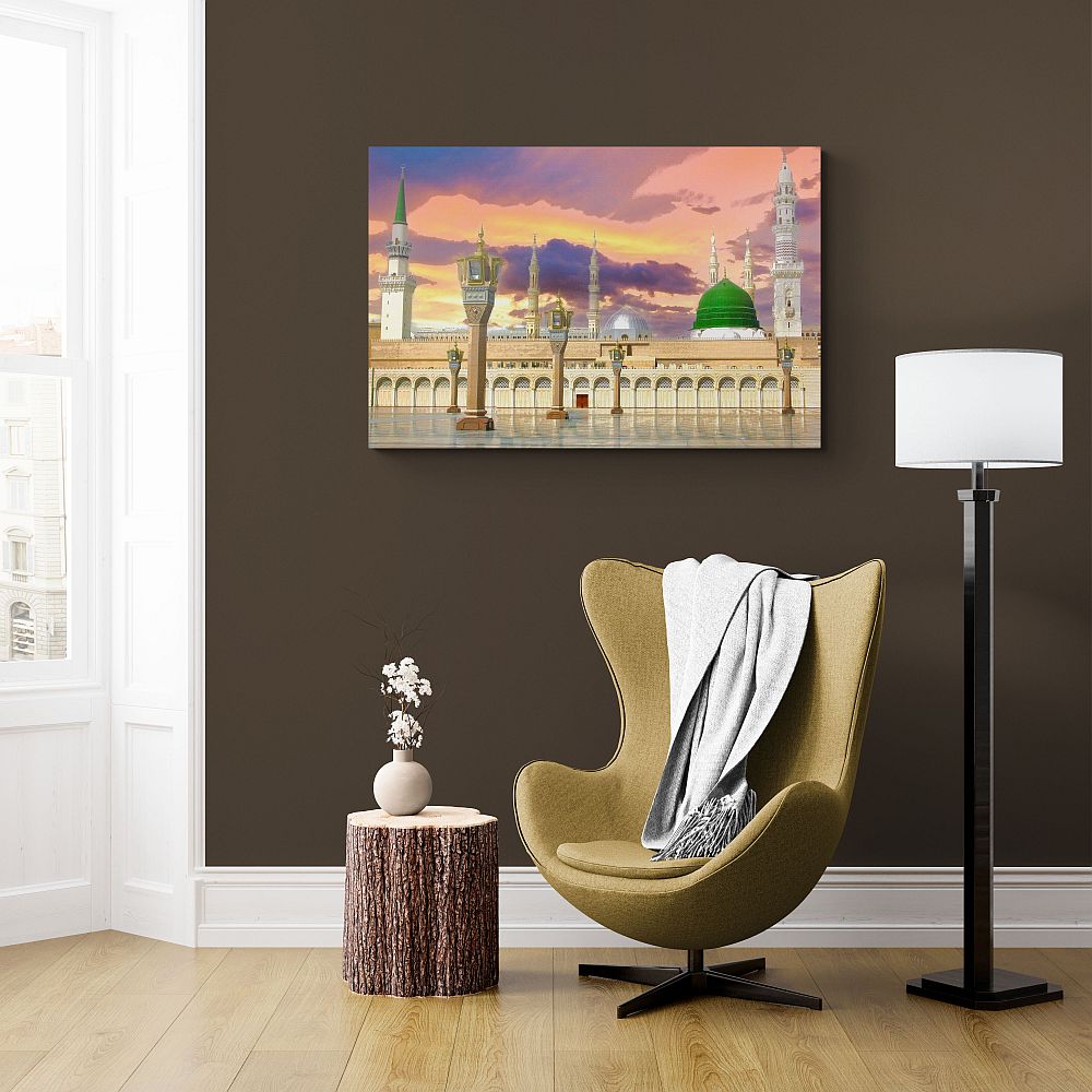 Great Mosque of Medina-Framed Islamic Wall Decor-Giclée Fine Art On Canvas