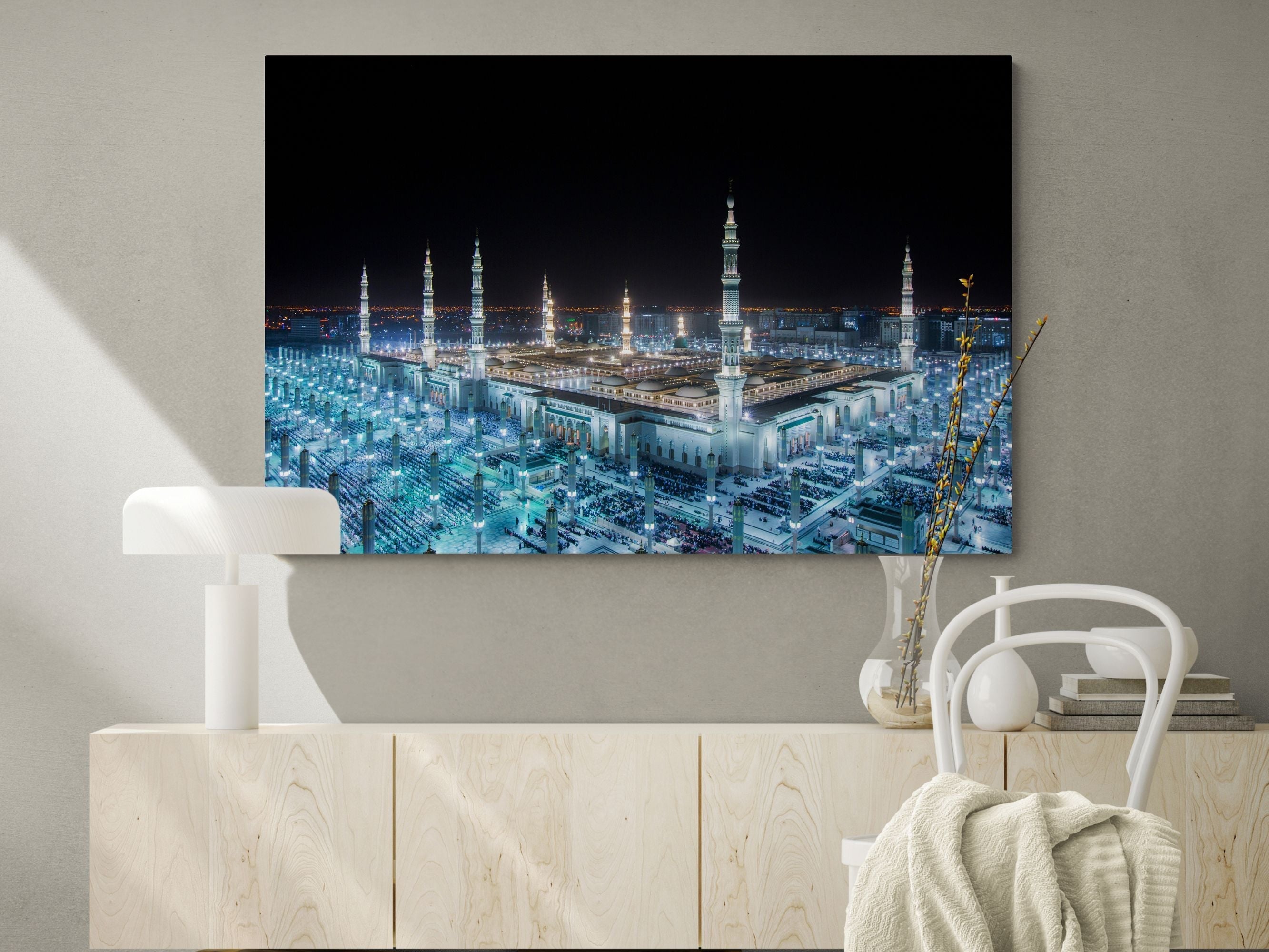 Great Mosque of Medina-Framed Islamic Wall Decor-Giclée Fine Art On Canvas