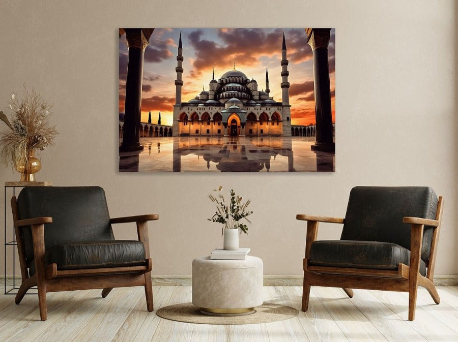 Blue Mosque-Framed Islamic Wall Decor-Giclée Fine Art On Canvas