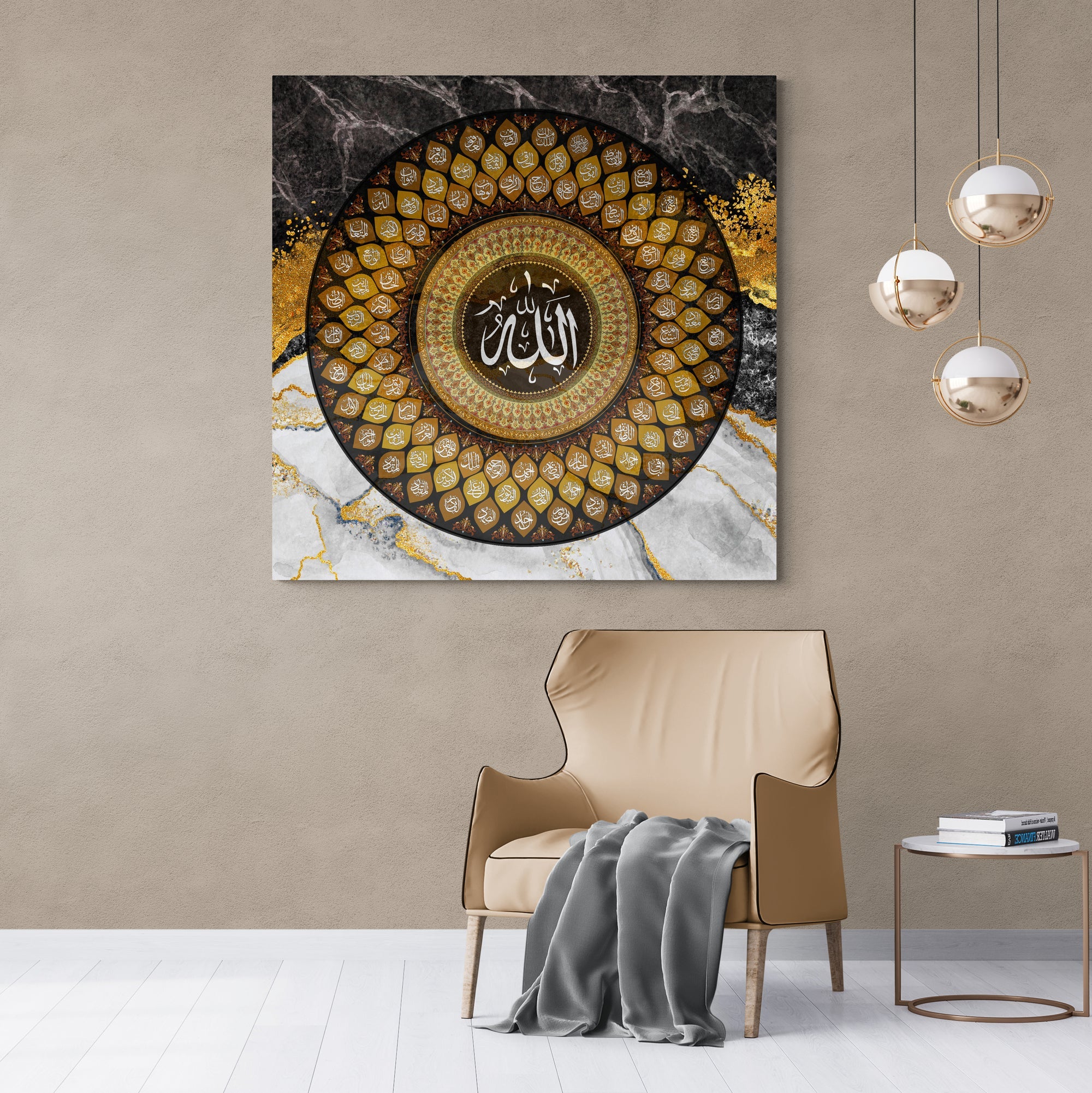 99 Names of Allah-Framed Islamic Wall Decor-Giclée Fine Art On Canvas